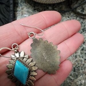 Vintage Victor Chee Native American Navajo, Turquoise & Sterling Silver Earrings